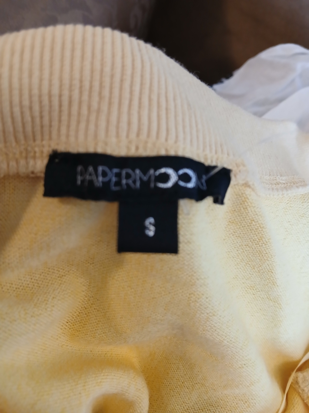 Papermoon Pale Yellow V-Neck Balloon Sleeve Sweater Wonen's Size S Boho - Picture 7 of 7